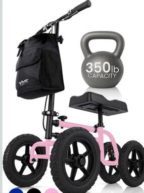 Vive Mobility Four-Wheel Rollator Walker - Pink & Black